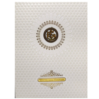 White Embossed Invitation Card-KNK4103W