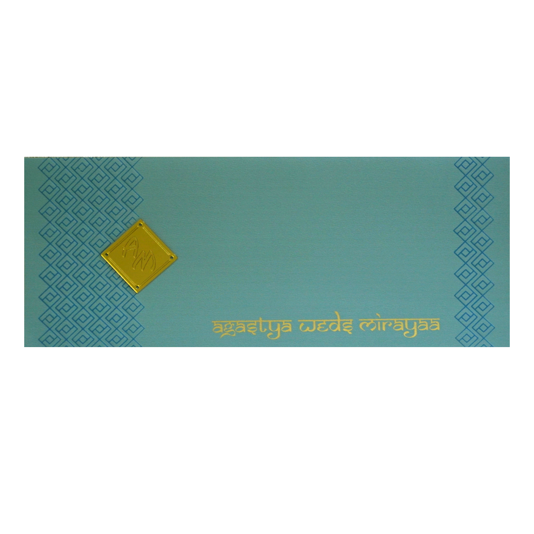Azure Blue Design Wedding Card-KRC30091