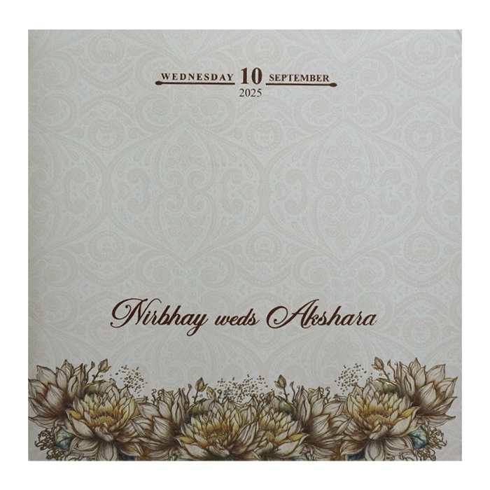 Cream Padded Premium Wedding Invitation-King of Cards