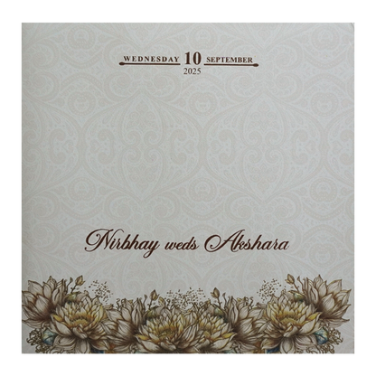 Cream Padded Premium Wedding Invitation-King of Cards