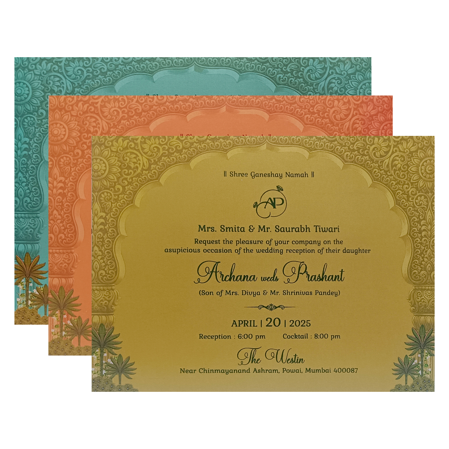 Red Padded Wedding Card-KSI12100