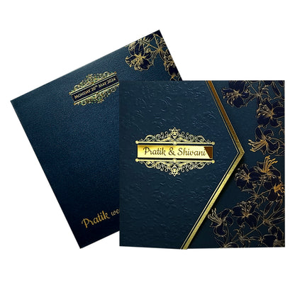 Blue Floral Nameplate Door Invitation Card-KPR05520