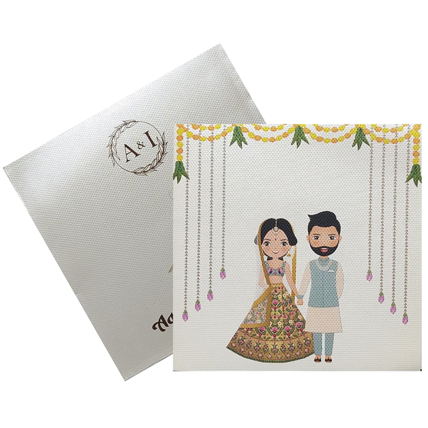 Grey Texture Caricature Invitation Card-KRC29420