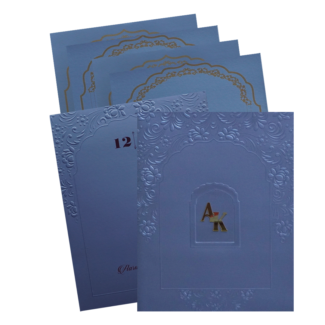 Make your event special with our exclusive Blue Embossed Floral Wedding Card. Shop now! ?WhatsApp Support ?Express Delivery.