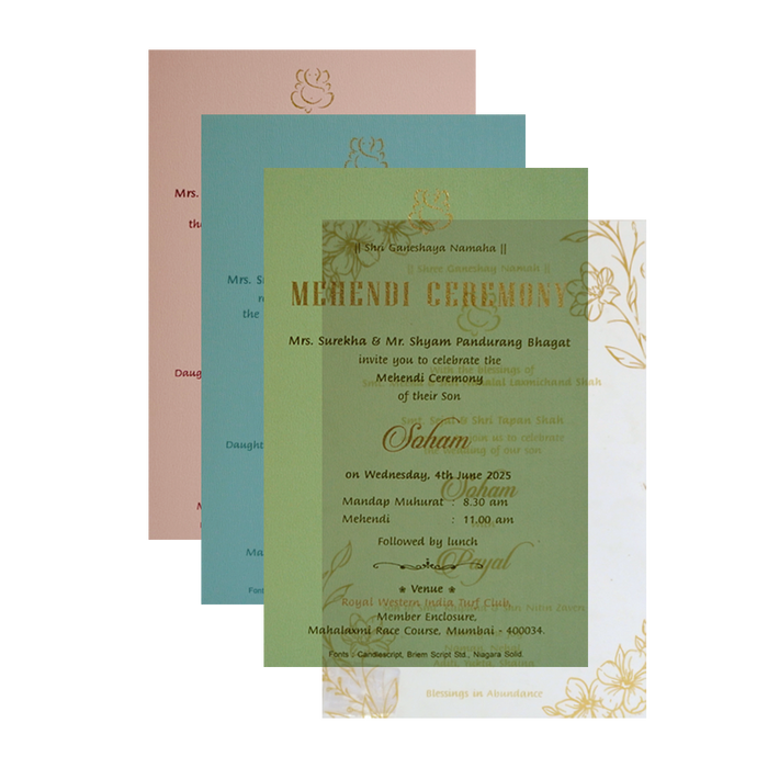 Blue Couple Tracing Sheet Invitation Card-King of Cards