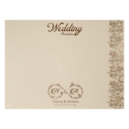 Buy Grey Gold Floral Padded Wedding Card