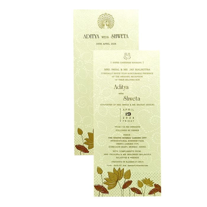 White Floral Single Sheet Invitation Card-King of Cards
