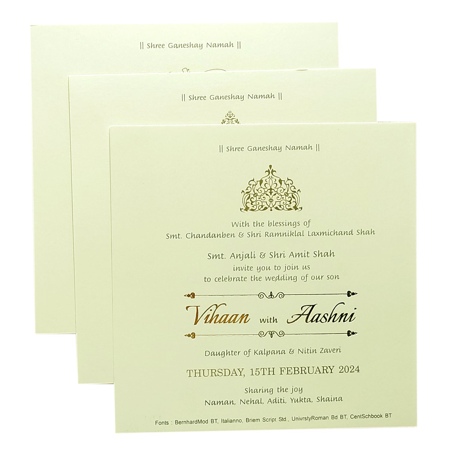 White Embossed Padded Invitation Card-KRC29730