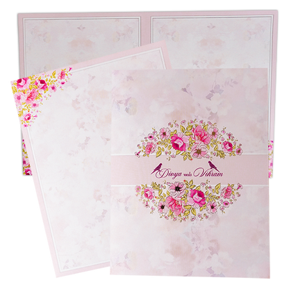 Classic Pink Floral Wedding Card-KNKJ1149