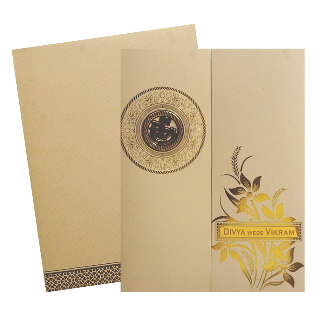 Sandal Floral Door Invitation Card-KNZ7203S