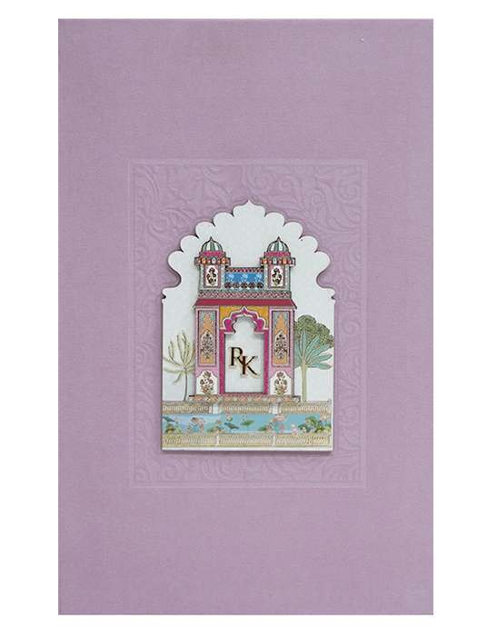 Pink Pop-Up Soft Fabric Wedding Card-King of Cards