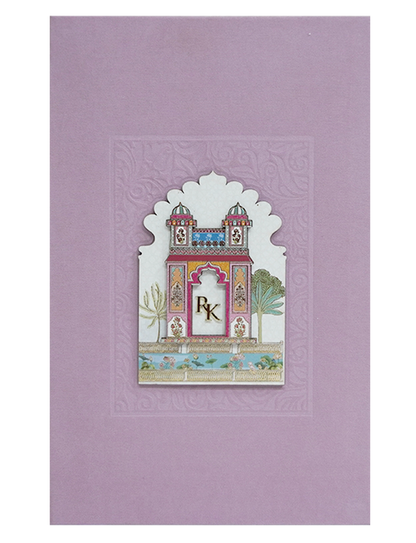 Pink Pop-Up Soft Fabric Wedding Card-King of Cards