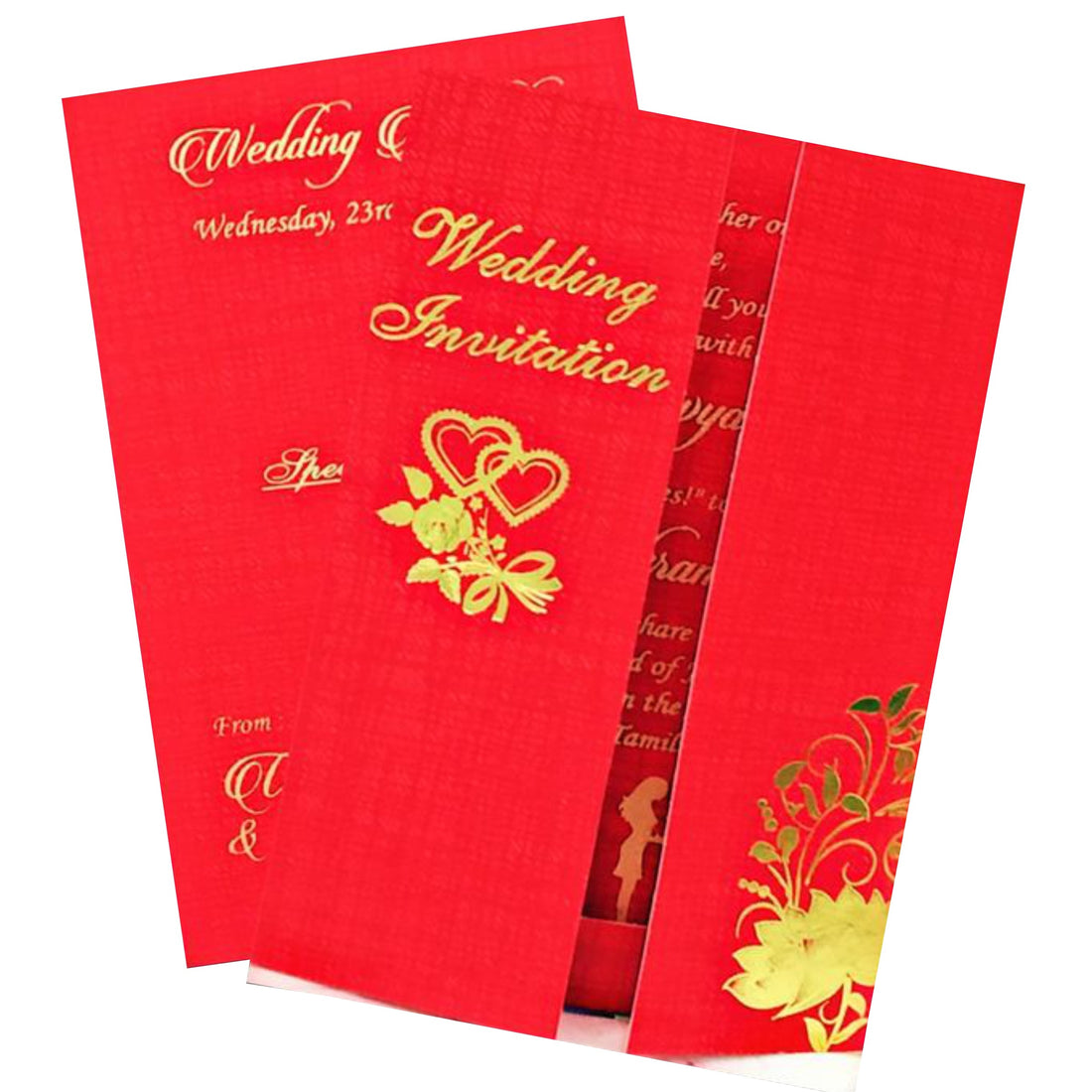 Outstanding Red Color With Door Type Flower Personal Invitation Card - KNKP004R