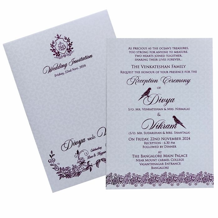 White Floral Single Sheet Invitation Card-King of Cards