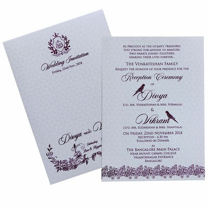 White Floral Single Sheet Invitation Card-King of Cards