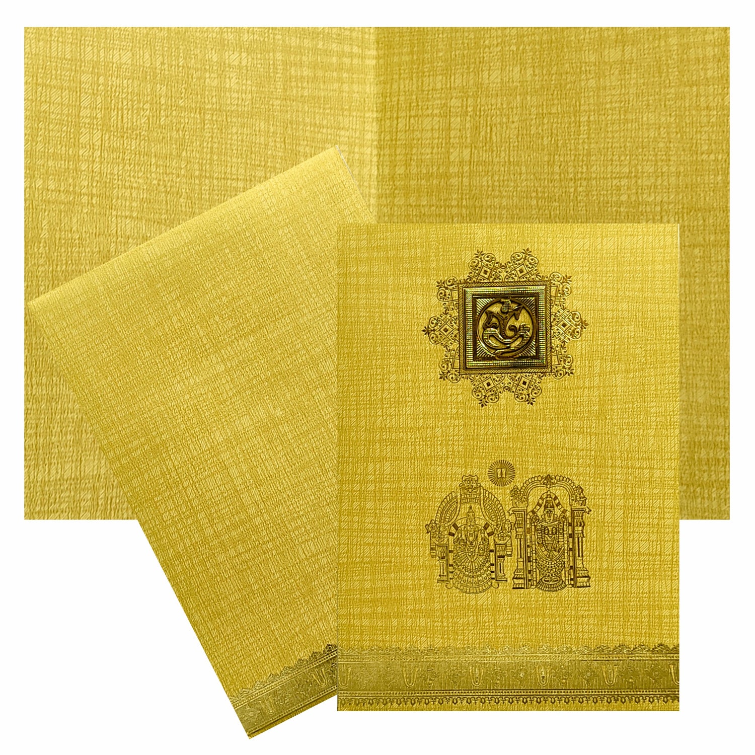 Brown Gold Metallic Invite With Balaji And Padmavathi Print-KNCM22NB