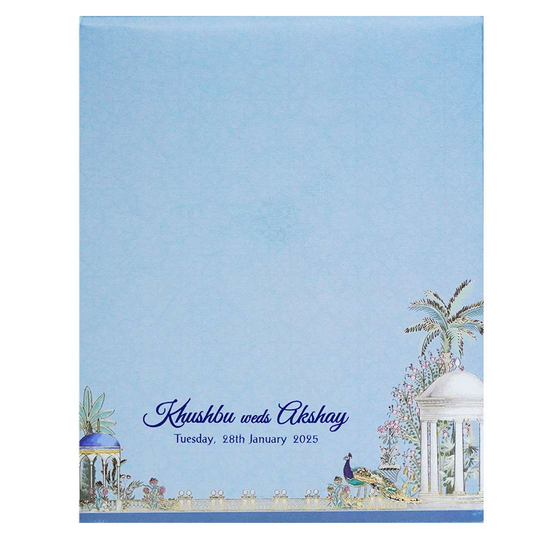 Blue Pop-Up Soft Fabric Wedding Card-KPR23940