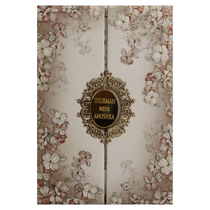 Peach Gold Foiled Wedding Invitation Card-King of Cards