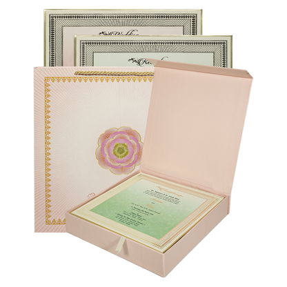 Check out Pink Floral Wedding Invitation Box at best price. ✅WhatsApp Support ✅Express Delivery. | King of Cards.