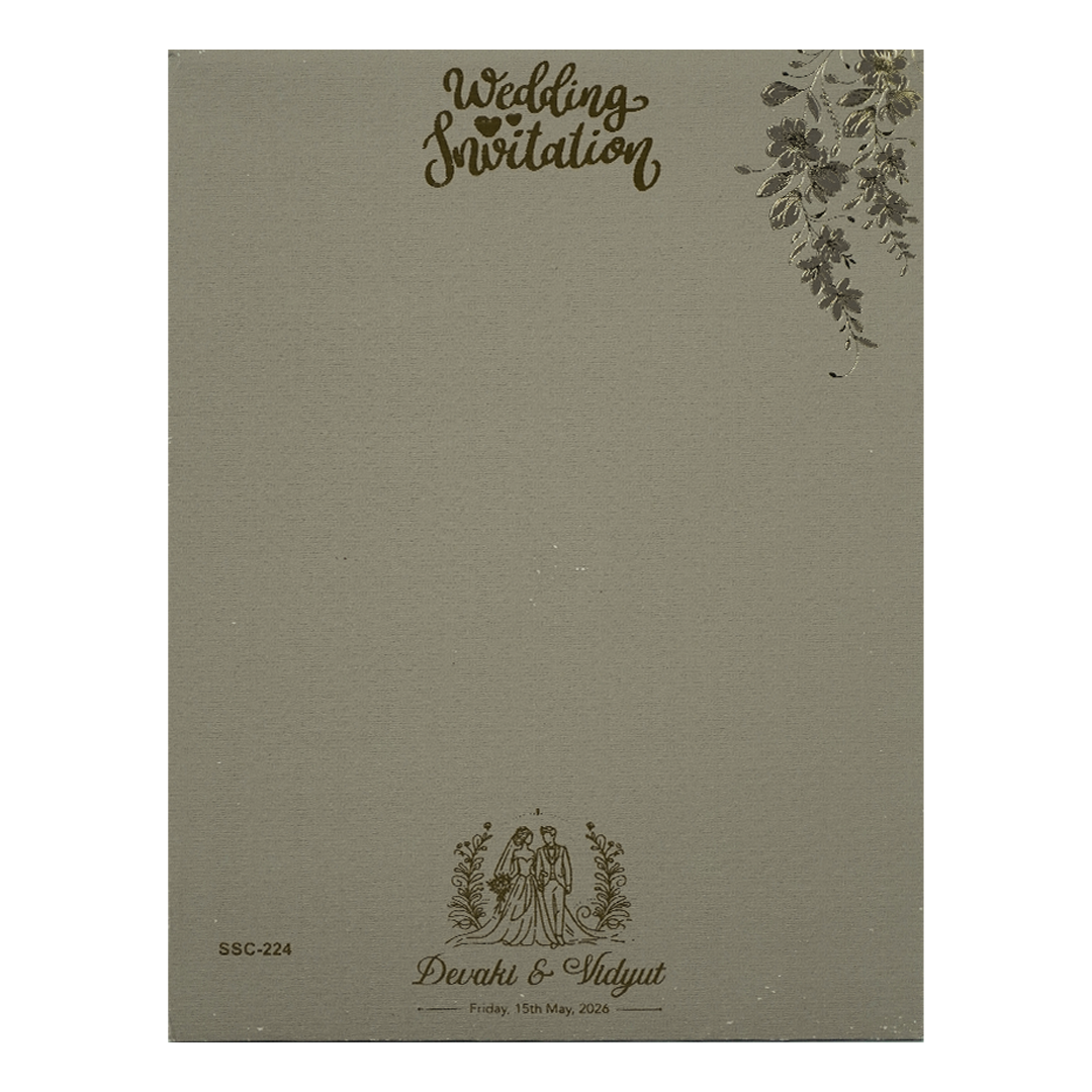 Gazebo Floral Gold Padded Wedding Card-KSSC2240