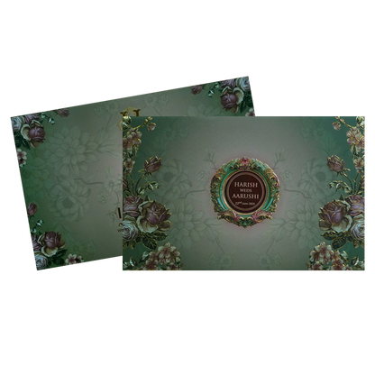 Water Green Royal Wedding Card-KVN07250