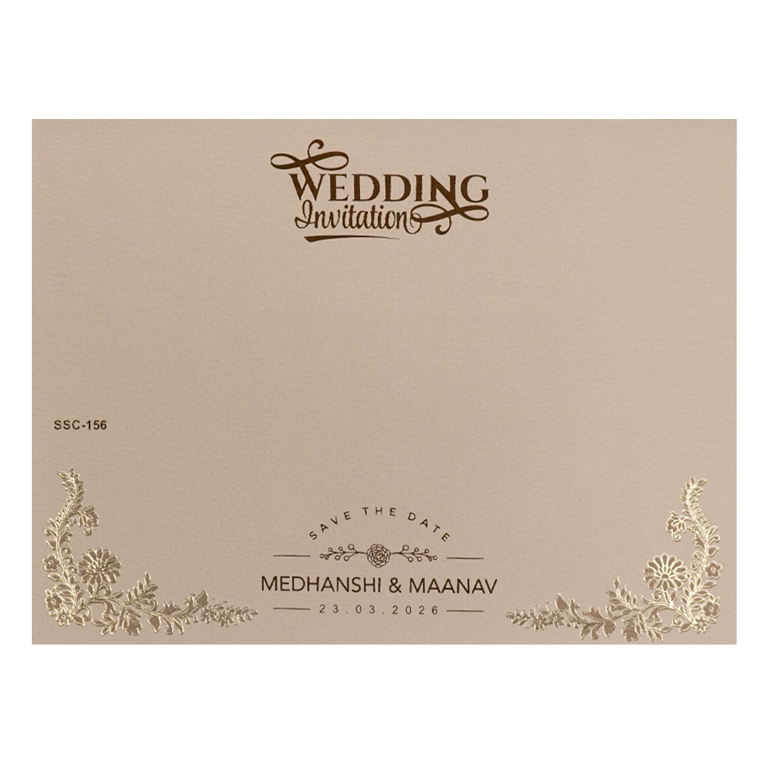 Cream Pink Floral Padded Wedding Card-KSSC1560