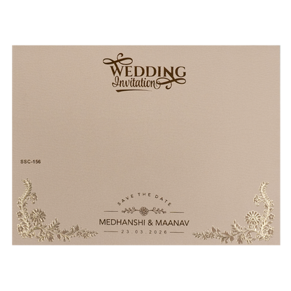 Cream Pink Floral Padded Wedding Card-KSSC1560
