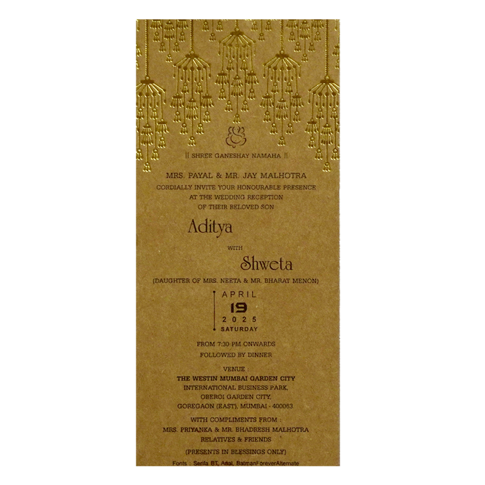 Light Brown Single Invitation-King of Cards