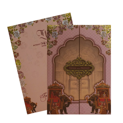 Peachy Pink Padded Wedding Card-King of Cards