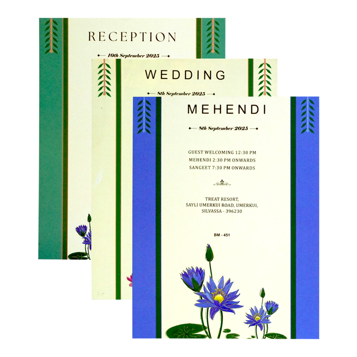 Green Floral Padded Wedding Card-King of Cards