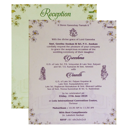 Light Blue Floral Wedding Card-KVN06950