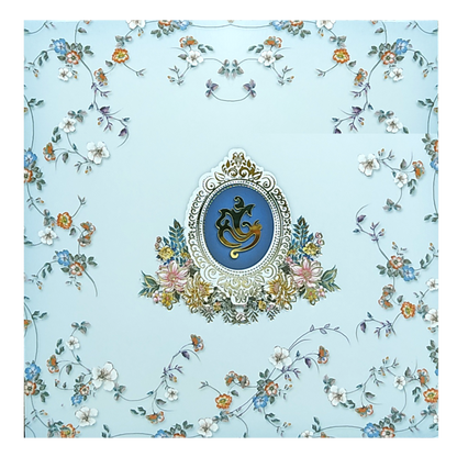 Blue Floral Bride Groom Slide Wedding Card-KNRDC01B