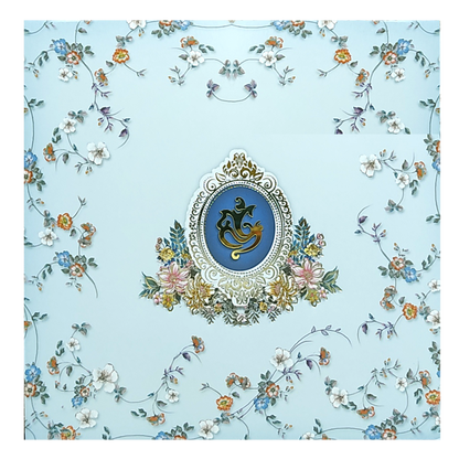 Blue Floral Bride Groom Slide Wedding Card-King of Cards