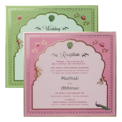 Buy Pink Peacock Theme Wedding Invitation Box