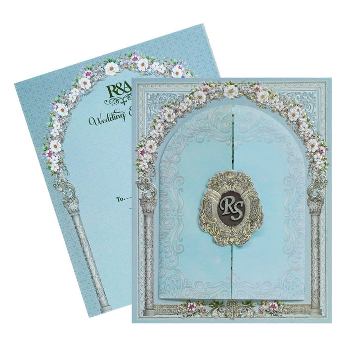 Bluish Grey Tracing Sheet Invitation-King of Cards