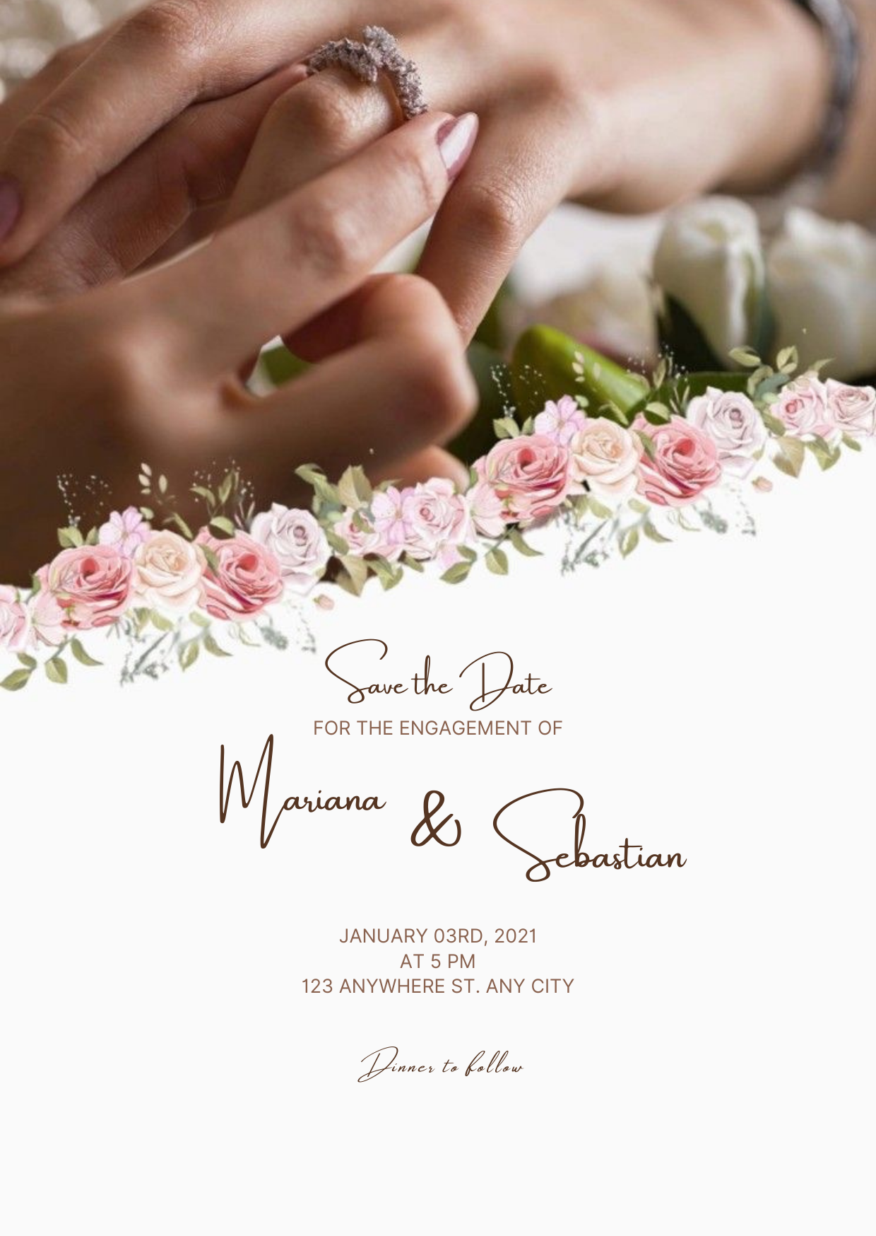 White Rose Engagement Invitation Invitation-King of Cards