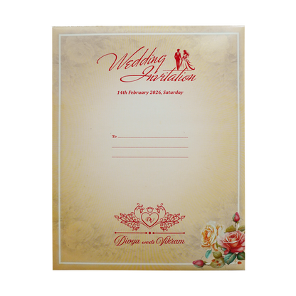 Peach Floral Wedding Card-King of Cards