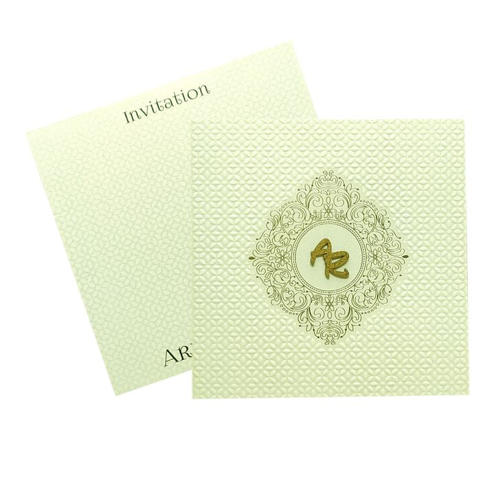 White Embossed Invitation Card-King of Cards