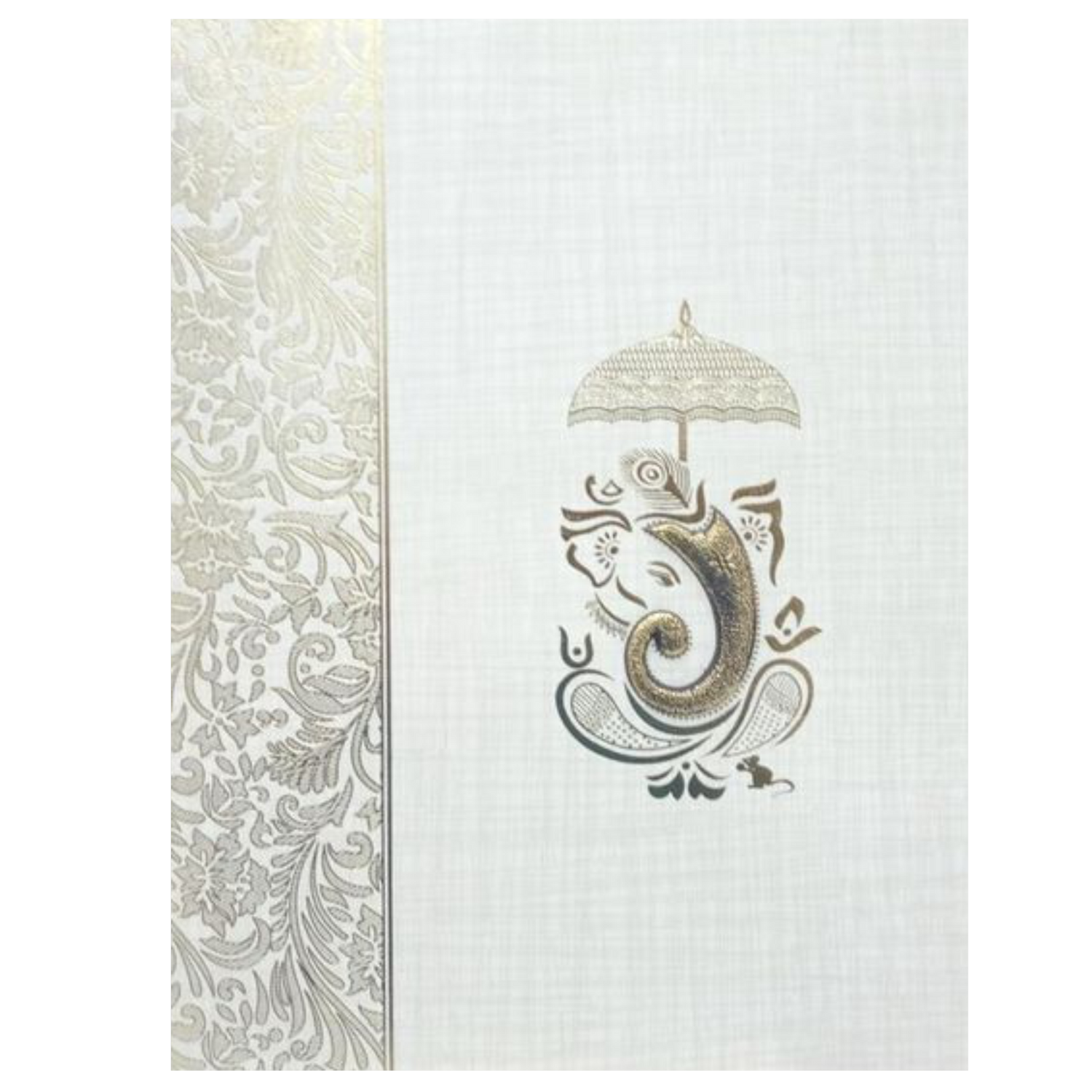 Grey Metallic Floral Design With Ganesha Under An Umbrella-KNK50142