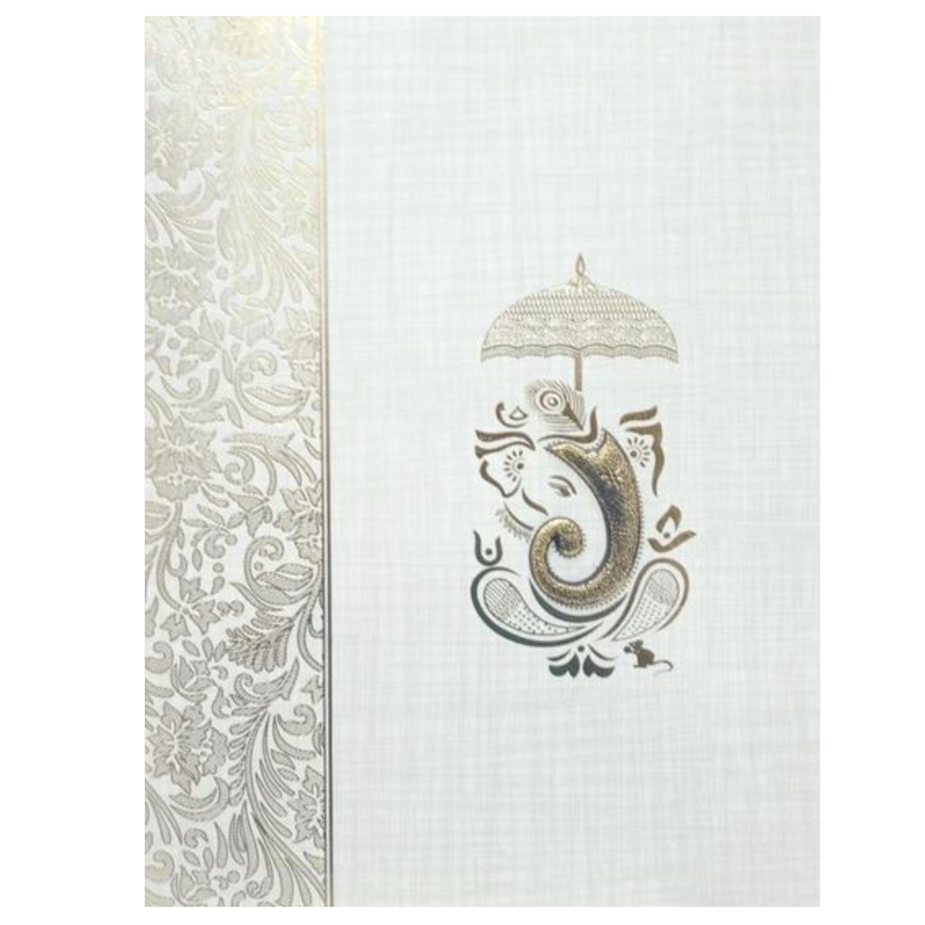 Grey Metallic Floral Design With Ganesha Under An Umbrella-KNK50142
