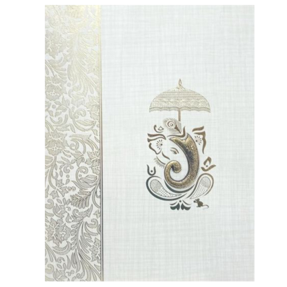 Grey Metallic Floral Design With Ganesha Under An Umbrella-KNK50142