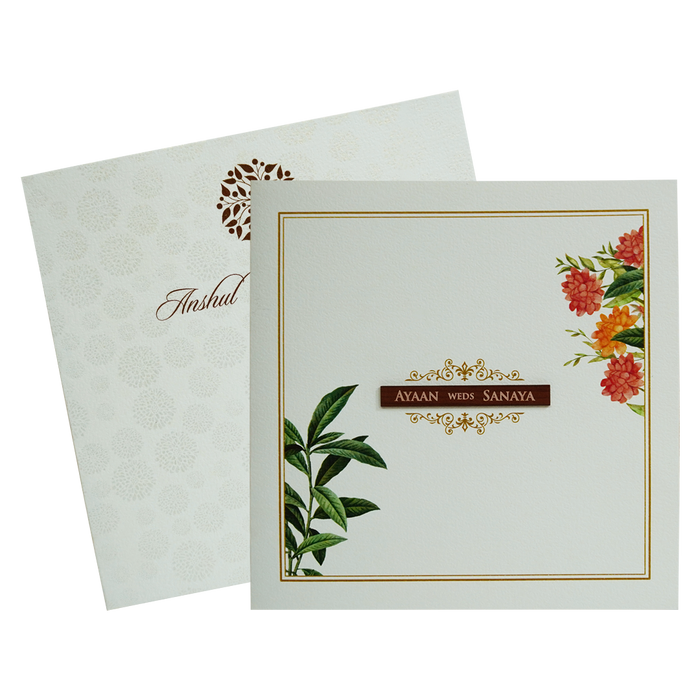 Pure White Floral Wedding Card-King of Cards