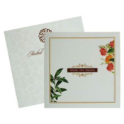 Pure White Floral Wedding Card-King of Cards