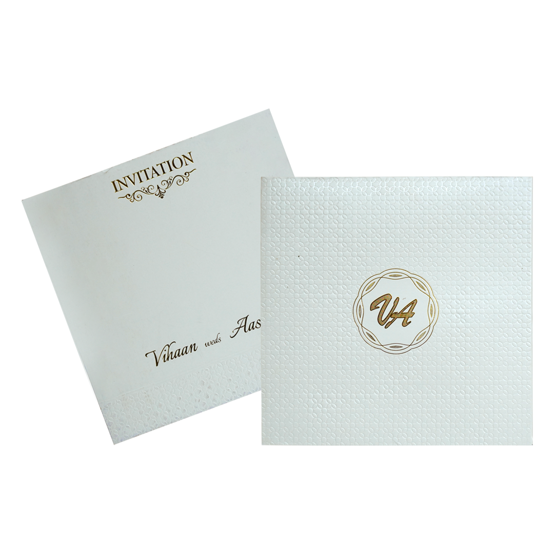 White Textured Wedding Card-KRC30462