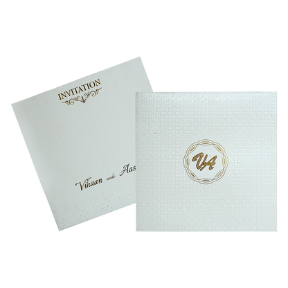 White Textured Wedding Card-KRC30462