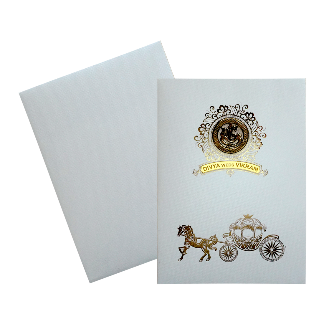 White Marriage Invitation Card-KNKTW036