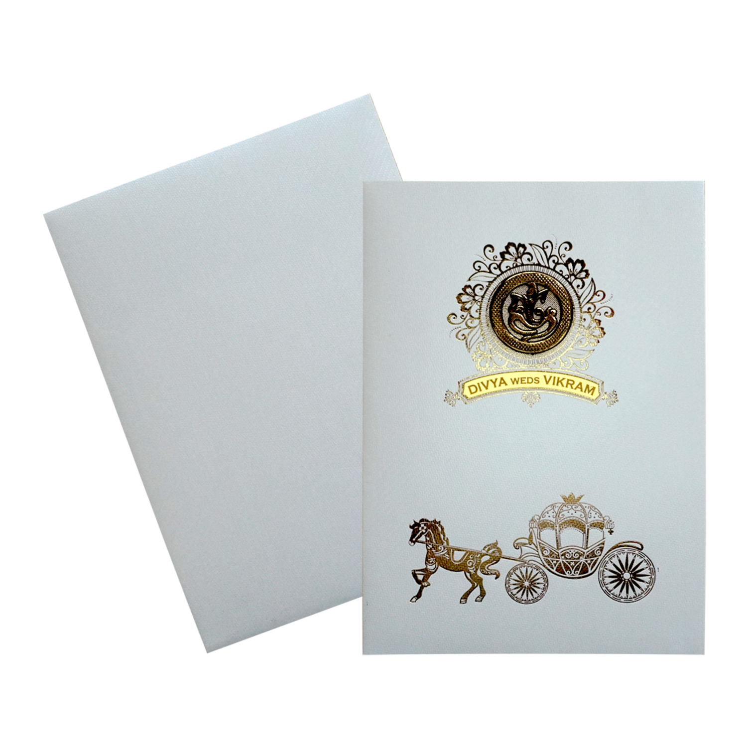 White Marriage Invitation Card-KNKTW036