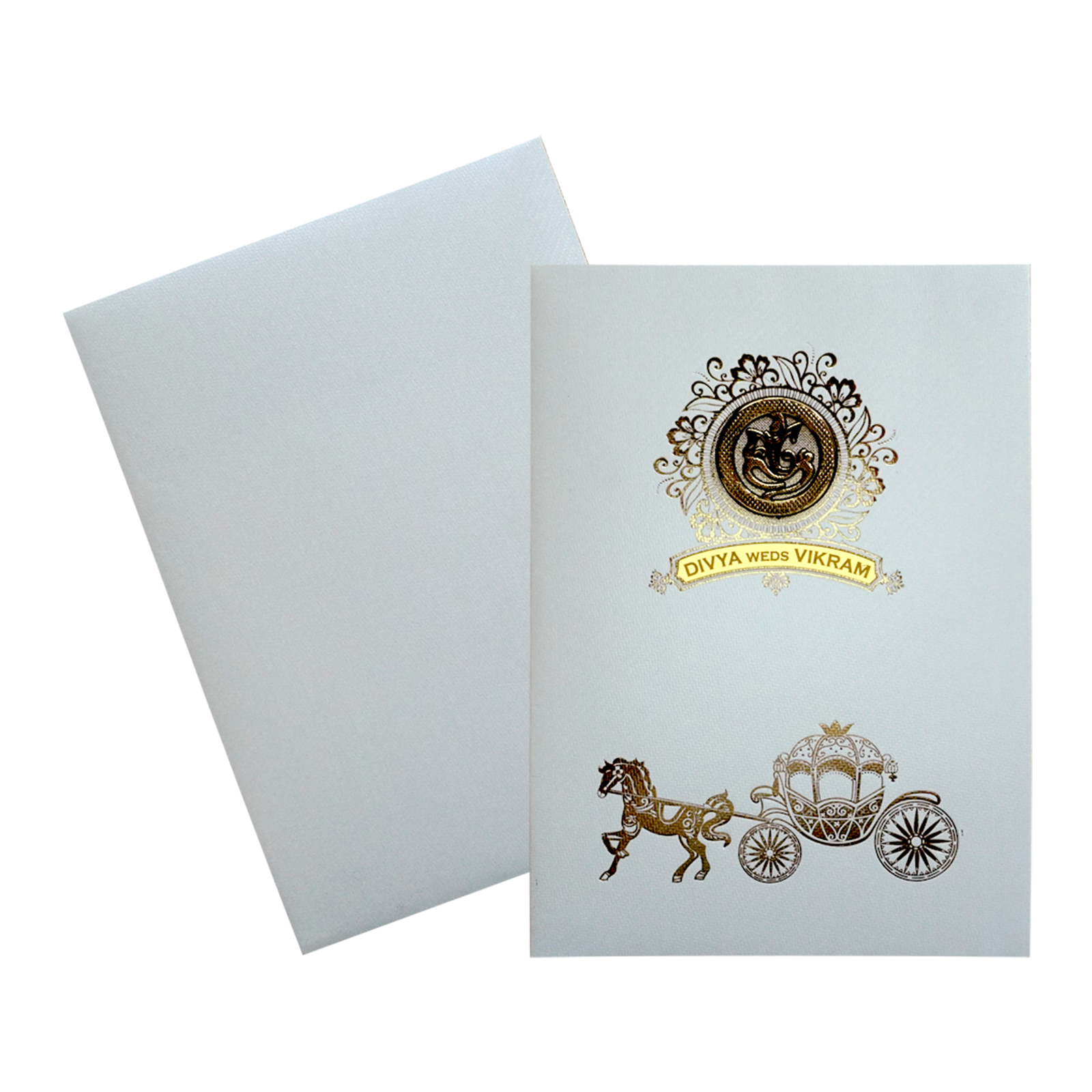 White Marriage Invitation Card-KNKTW036