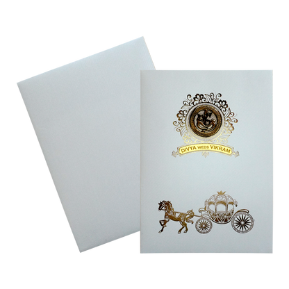 White Marriage Invitation Card-KNKTW036