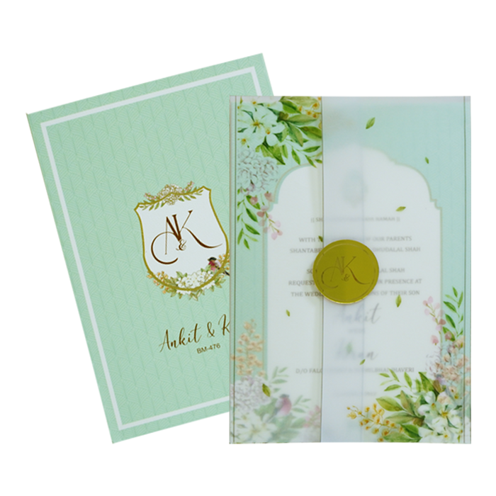 Green Tracing Sheet Wedding Invitation Card-King of Cards